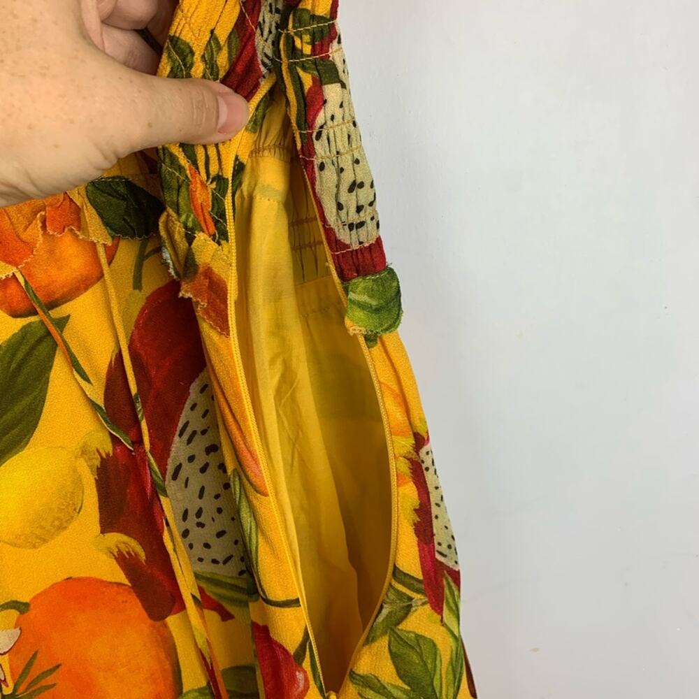 Farm Rio size small fruit lovers Yellow Floral Maxi Dress dragon fruit tropical - Picture 16 of 16